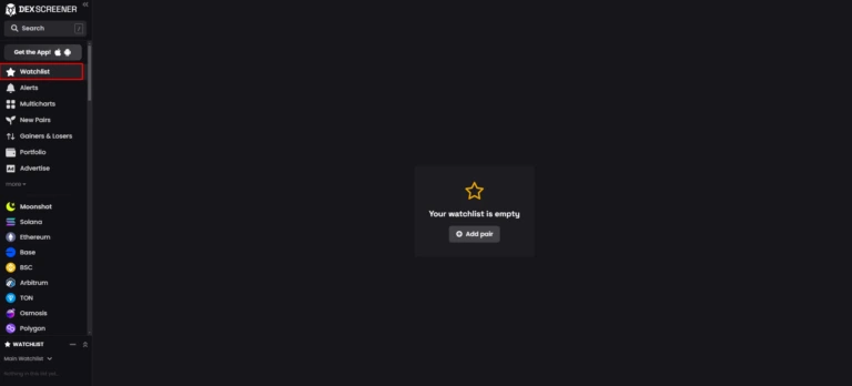 تنظیم واچ لیست در دکس اسکرینر