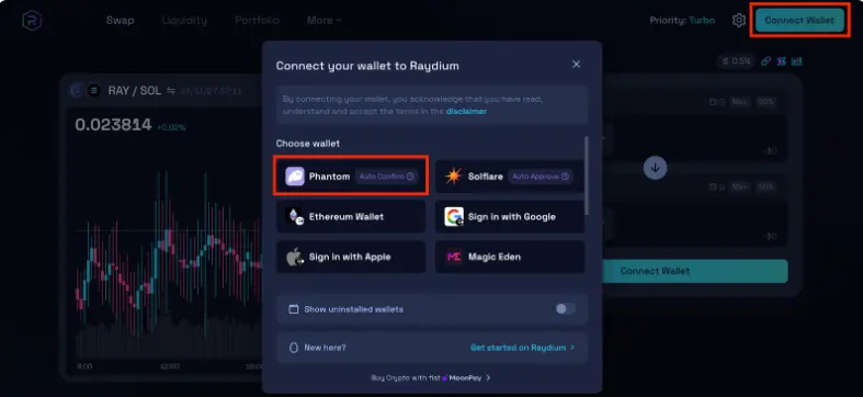 اتصال کیف پول به ریدیوم