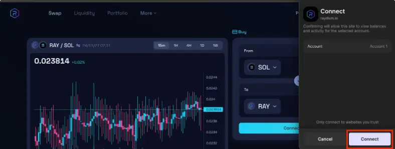 اتصال کیف پول به ریدیوم